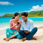 피지에서 한국인 커뮤니티 찾기 - **Prompt 1: Online Connection in Paradise**
A vibrant, sun-drenched scene in Fiji. A diverse gro...